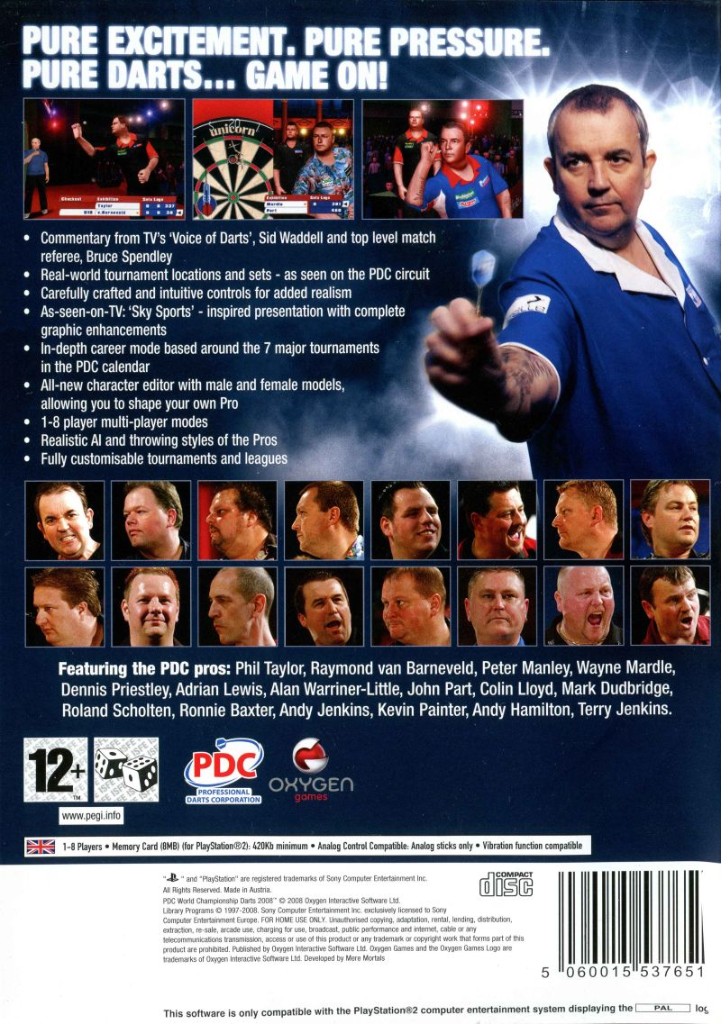 Pdc World Championship Darts 2008 — box-2D-back (EU)