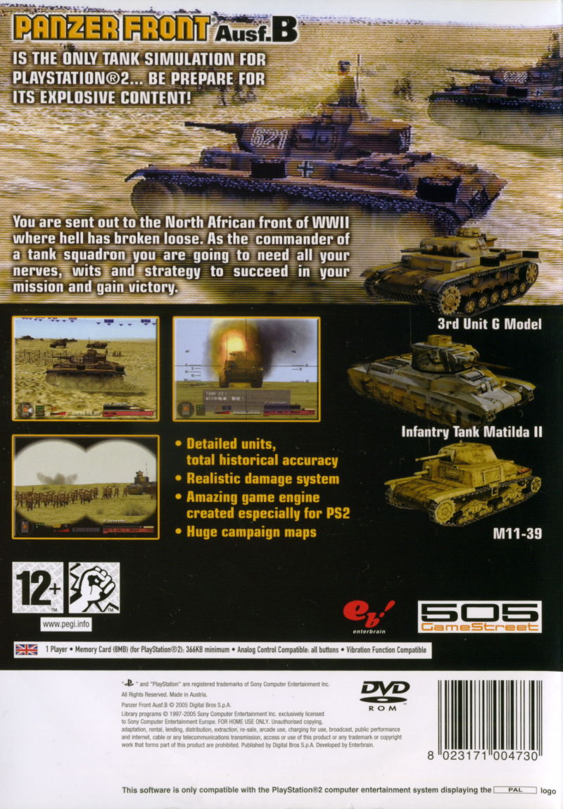 Panzer Front Ausf.b — box-2D-back (EU)
