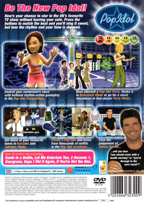 Pop Idol — box-2D-back (EU)