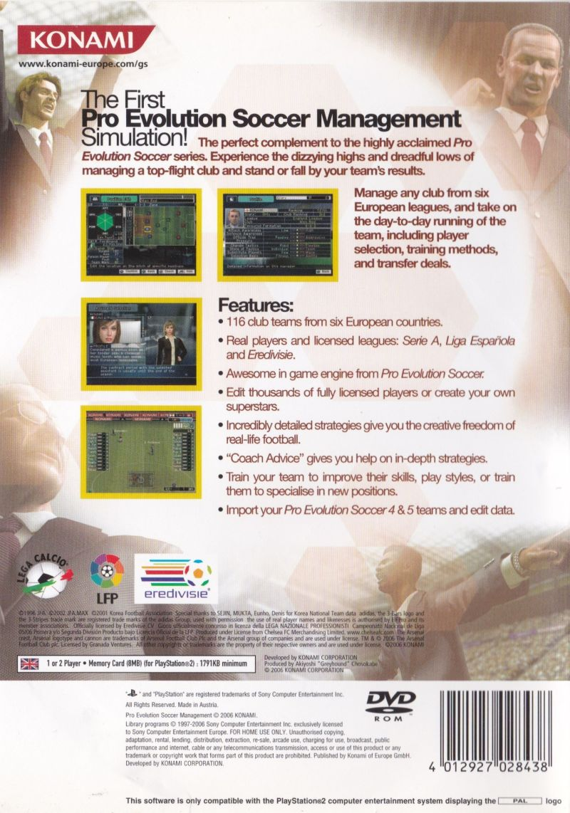 Pro Evolution Soccer Management — box-2D-back (EU)