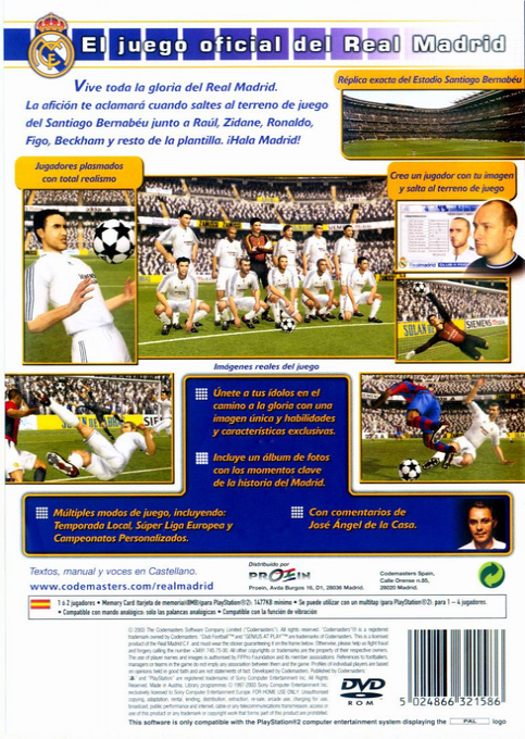 Real Madrid - The Game — box-2D-back (SP)