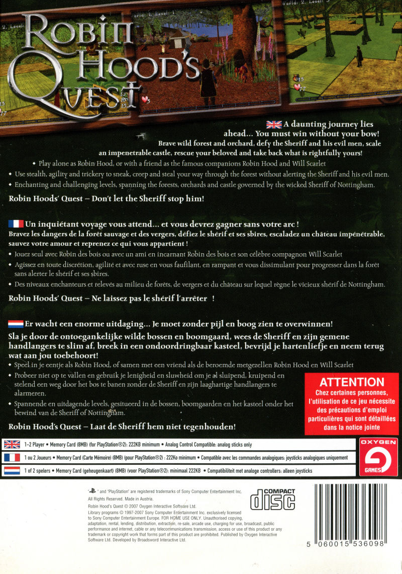 Robin Hood's Quest — box-2D-back (FR)
