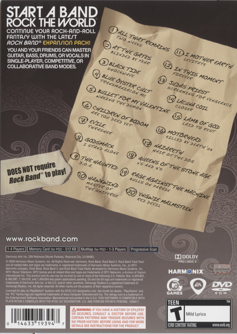 Rock Band - Metal Track Pack — box-2D-back (US)