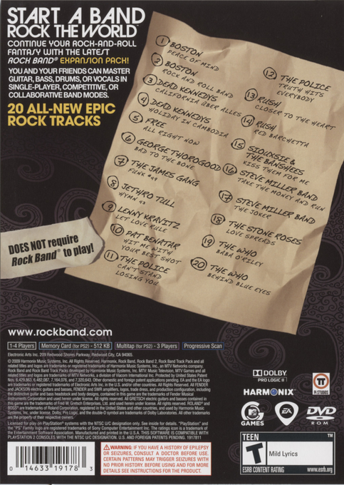 Rock Band - Classic Rock Track Pack — box-2D-back (US)