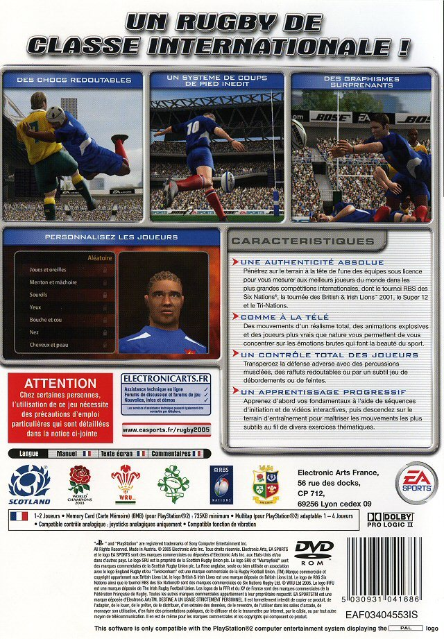 Rugby 2005 — box-2D-back (FR)