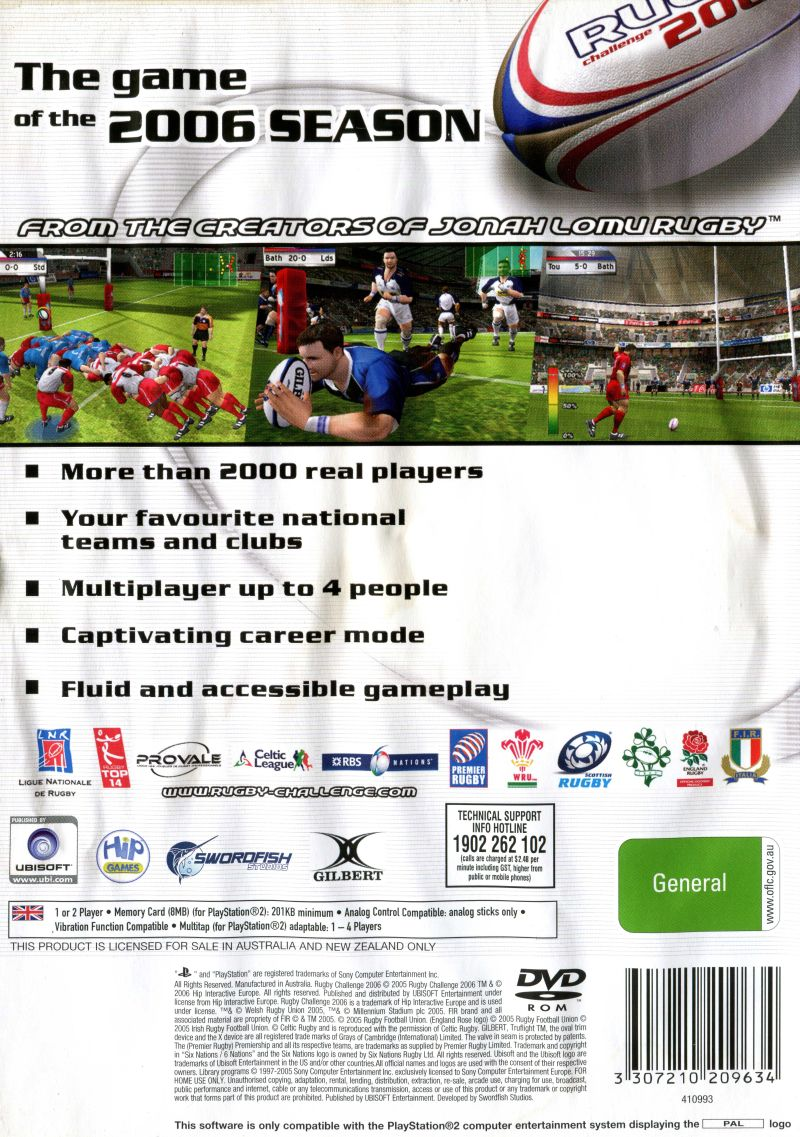 Rugby Challenge 2006 — box-2D-back (AU)