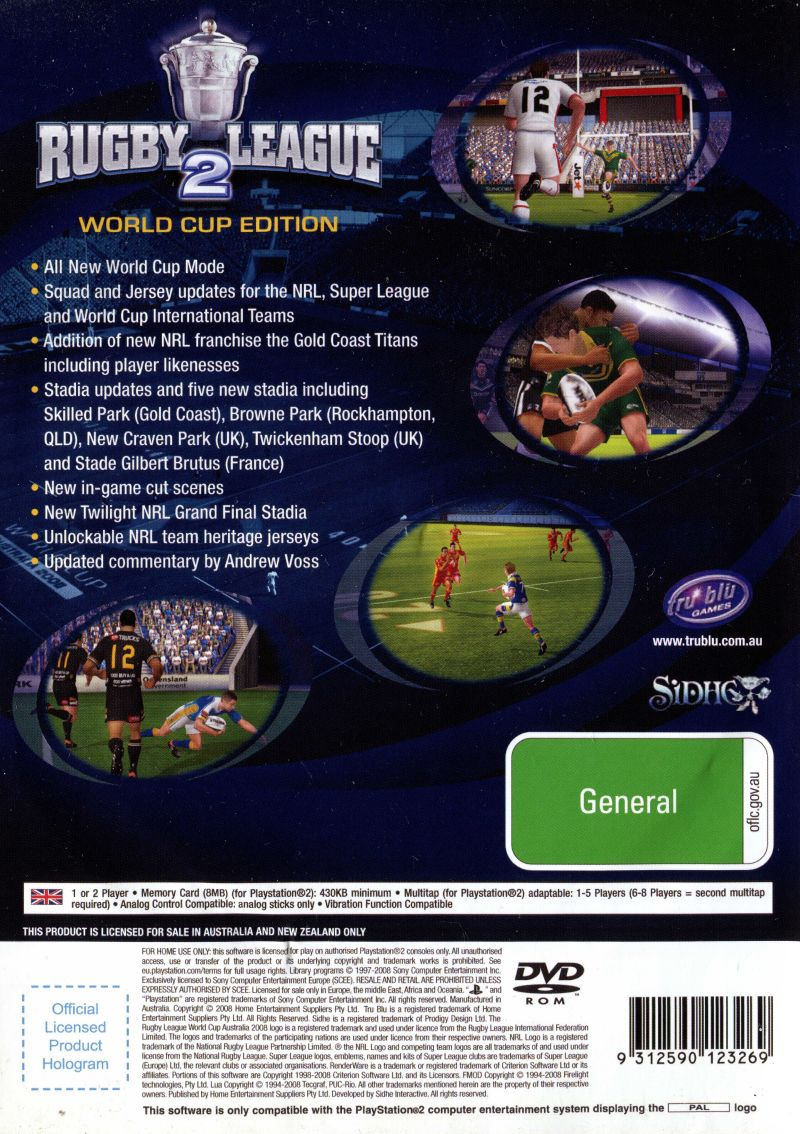 Rugby League 2 - World Cup Edition — box-2D-back (AU)