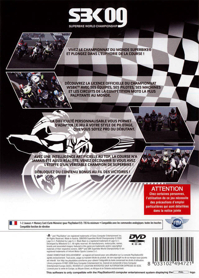Sbk 09 - Superbike World Championship — box-2D-back (FR)