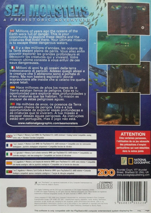 Sea Monsters - A Prehistoric Adventure — box-2D-back (EU)