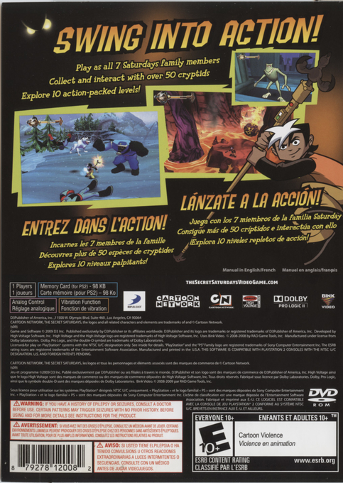 Secret Saturdays - Beasts Of The 5th Sun, The — box-2D-back (US)