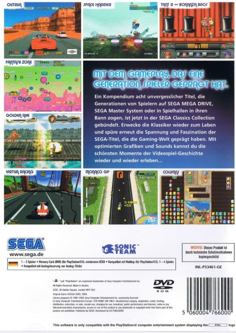 Sega Classics Collection — box-2D-back (DE)