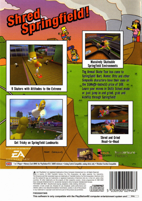 Simpsons - Skateboarding, The — box-2D-back (EU)