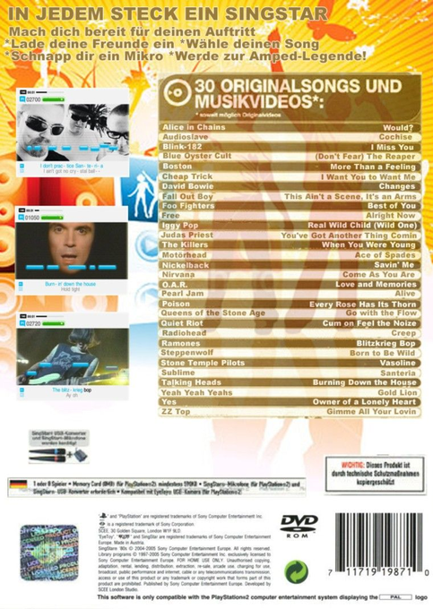 SingStar Amped — box-2D-back (DE)