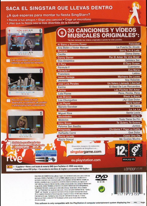 Singstar Clasicos — box-2D-back (SP)