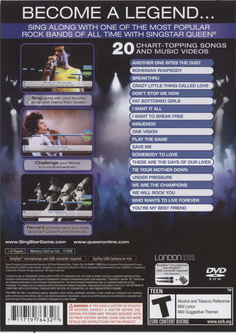 Singstar Queen — box-2D-back (US)