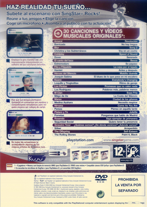 Singstar Rocks ! — box-2D-back (SP)