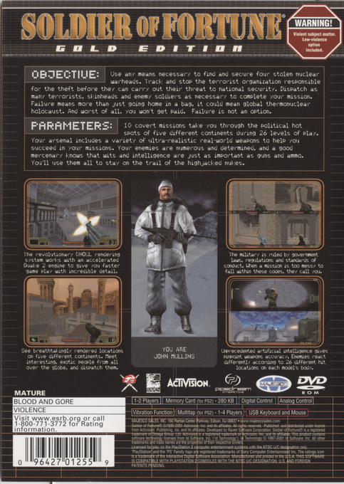 Soldier Of Fortune - Gold Edition — box-2D-back (US)
