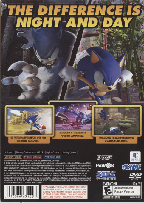 Sonic Unleashed — box-2D-back (US)