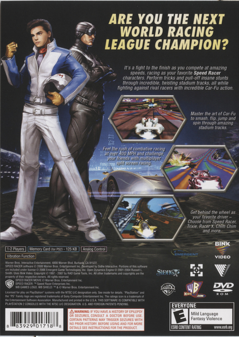 Speed Racer - Le Jeu Vidéo — box-2D-back (US)