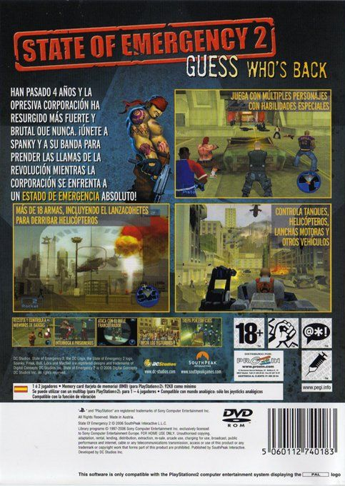 State Of Emergency 2 — box-2D-back (SP)