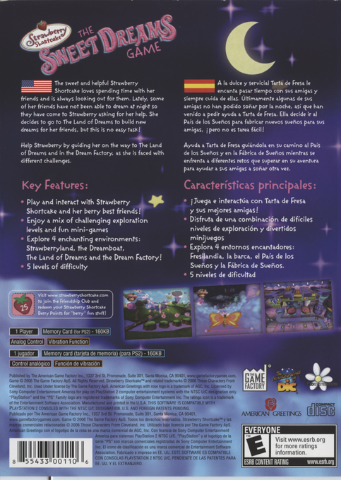 Strawberry Shortcake - The Sweet Dreams Game — box-2D-back (US)