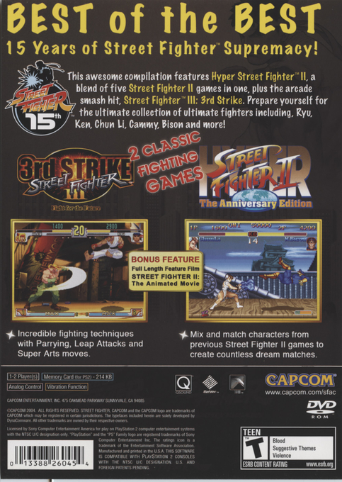 Street Fighter Anniversary Collection — box-2D-back (US)