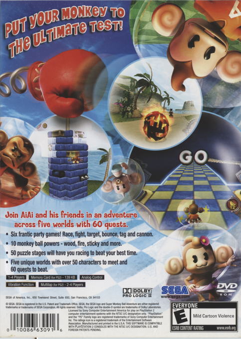 Super Monkey Ball Adventure — box-2D-back (US)