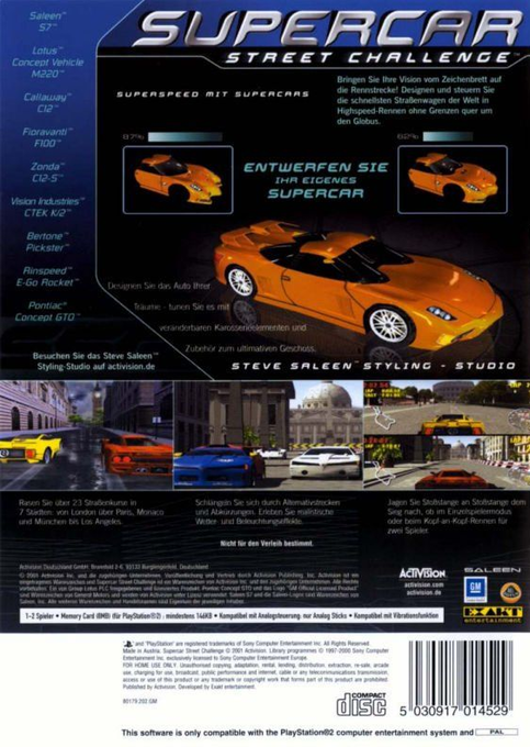 Supercar Street Challenge — box-2D-back (DE)