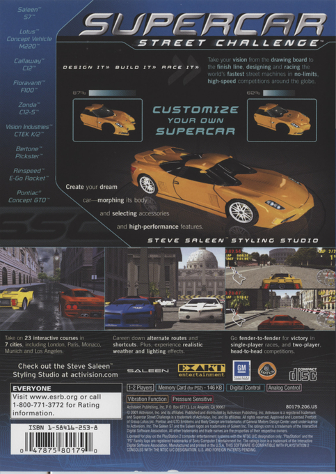 Supercar Street Challenge — box-2D-back (US)