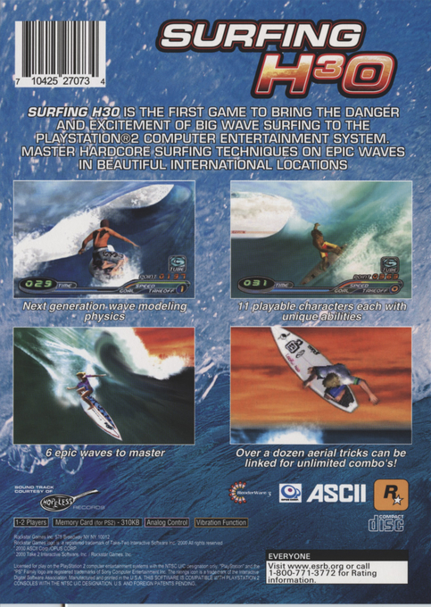 Surfing H3o — box-2D-back (US)