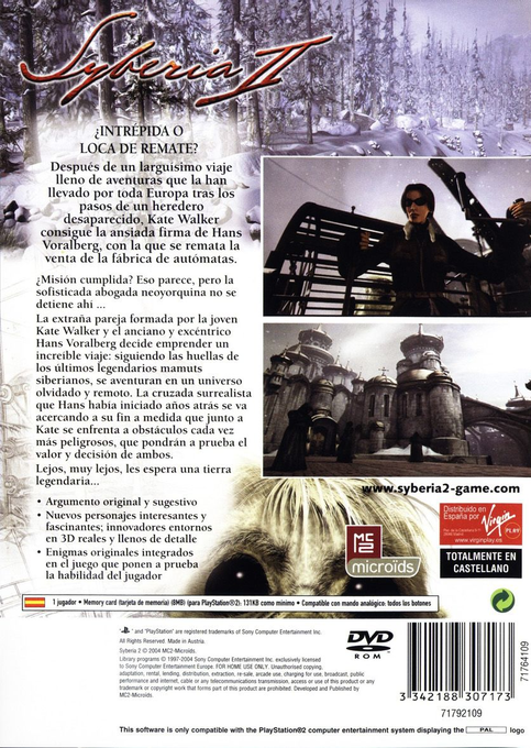Syberia 2 — box-2D-back (SP)