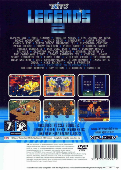 Taito Legends 2 — box-2D-back (EU)
