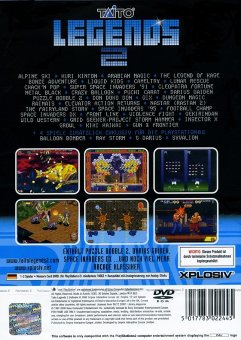 Taito Legends 2 — box-2D-back (DE)