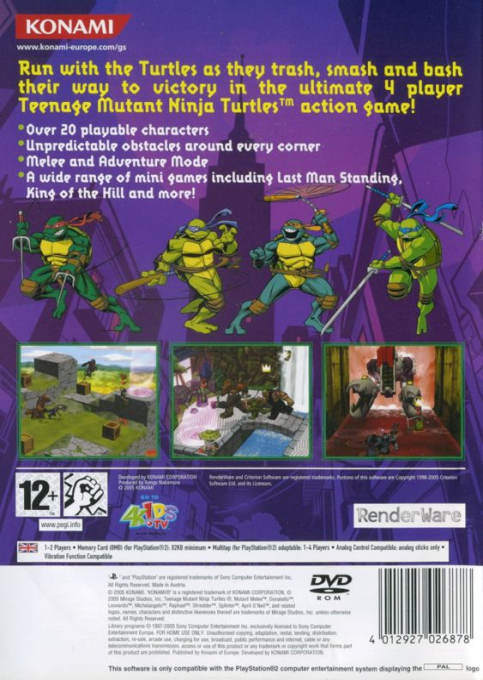 Teenage Mutant Ninja Turtles - Mutant Melee — box-2D-back (EU)