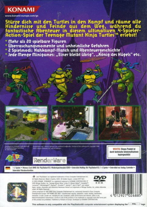 Teenage Mutant Ninja Turtles - Mutant Melee — box-2D-back (DE)