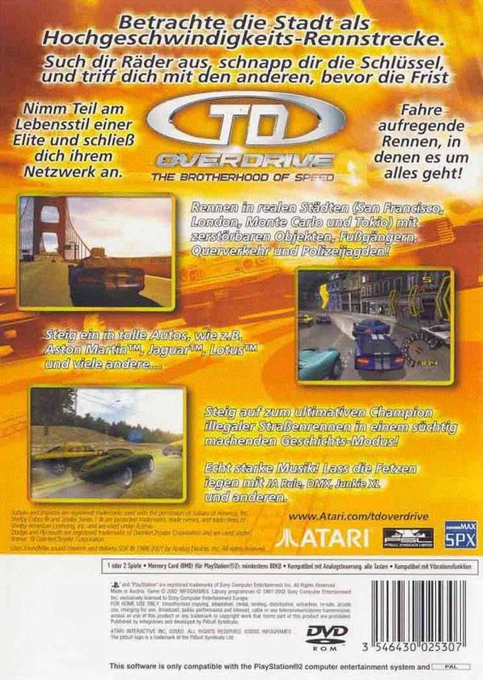 TD Overdrive - The Brotherhood of Speed — box-2D-back (DE)