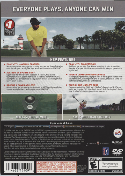 Tiger Woods Pga Tour 09 — box-2D-back (US)