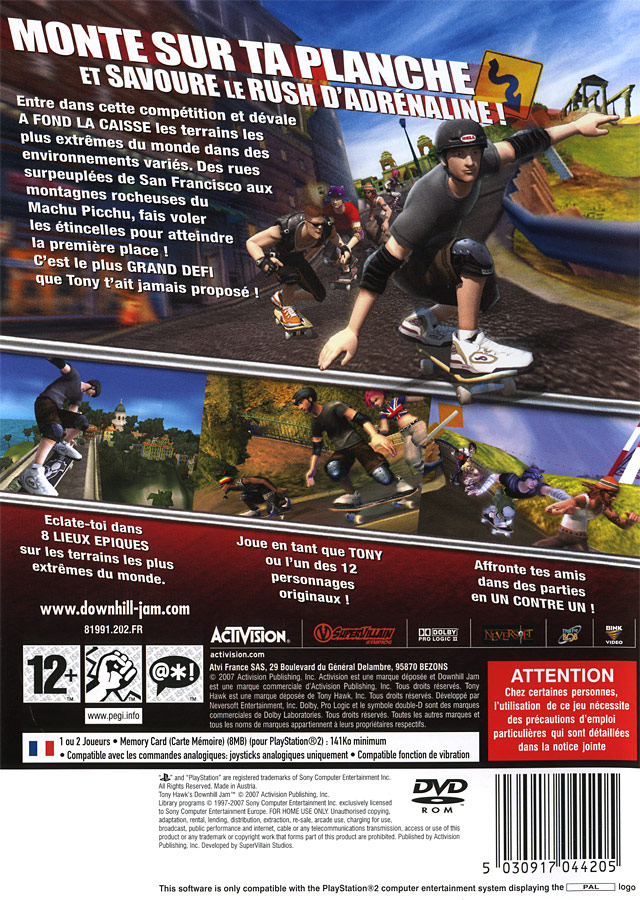 Tony Hawk's Downhill Jam — box-2D-back (FR)