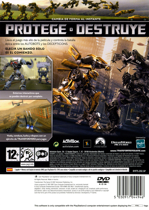 Transformers - Le Jeu — box-2D-back (SP)