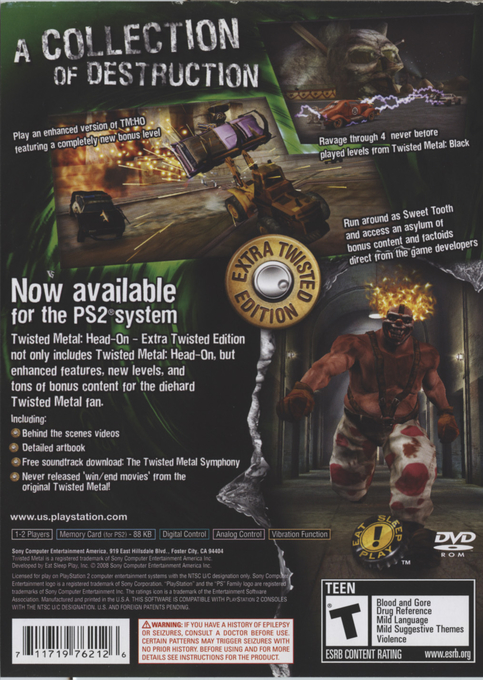 Twisted Metal - Head-on - Extra Twisted Edition — box-2D-back (US)