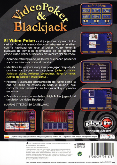 Video Poker And Blackjack — box-2D-back (SP)