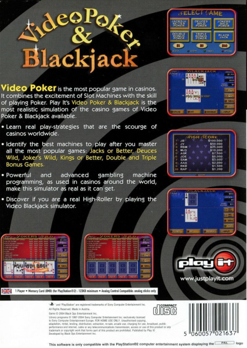 Video Poker And Blackjack — box-2D-back (EU)