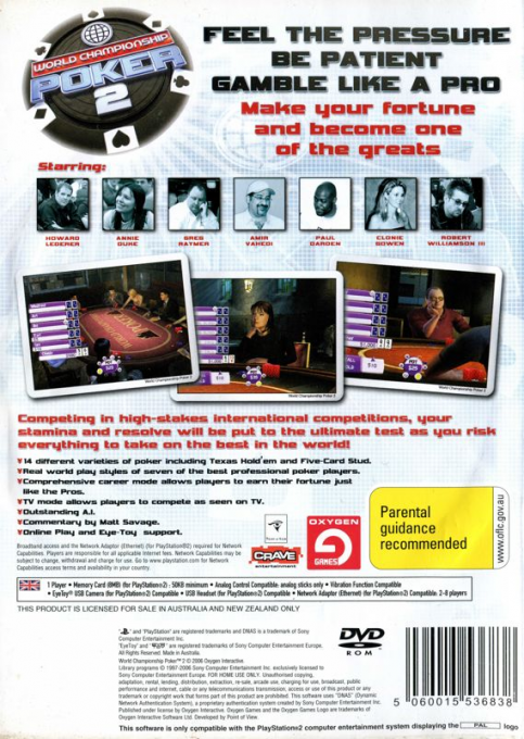 World Championship Poker 2 featuring Howard Lederer — box-2D-back (AU)