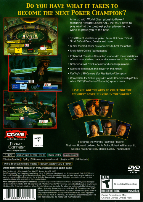 World Championship Poker - Featuring Howard Lederer - All In — box-2D-back (US)