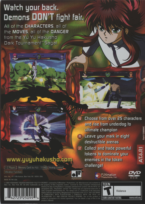 Yu Yu Hakusho - Dark Tournament — box-2D-back (US)