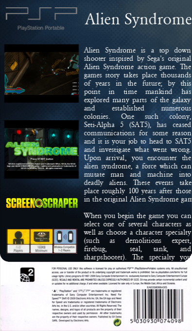 Alien Syndrome — box-2D-back (SS)