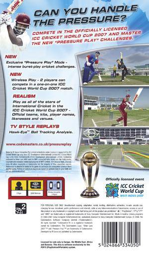 Brian Lara 2007 Pressure Play — box-2D-back (JP)