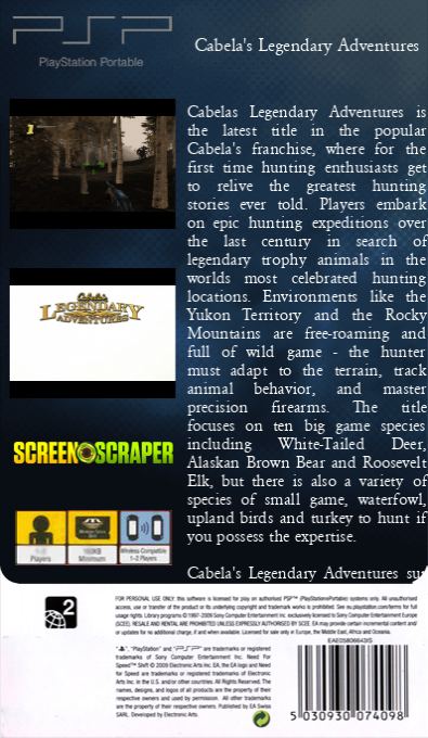 Cabela's Legendary Adventures — box-2D-back (SS)