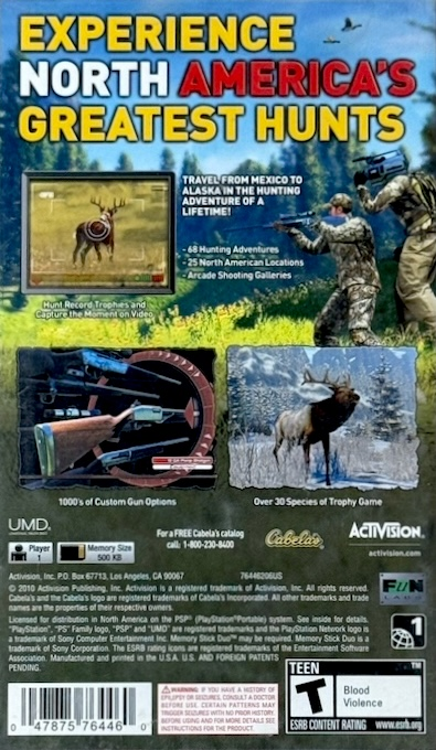 Cabela's North American Adventures — box-2D-back (US)