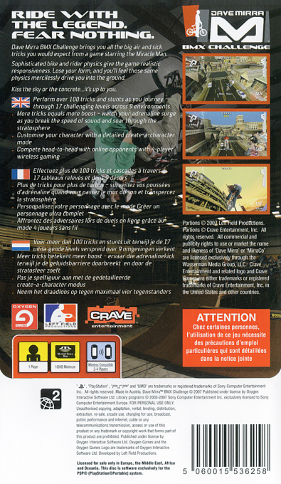 Dave Mirra Bmx Challenge — box-2D-back (EU)